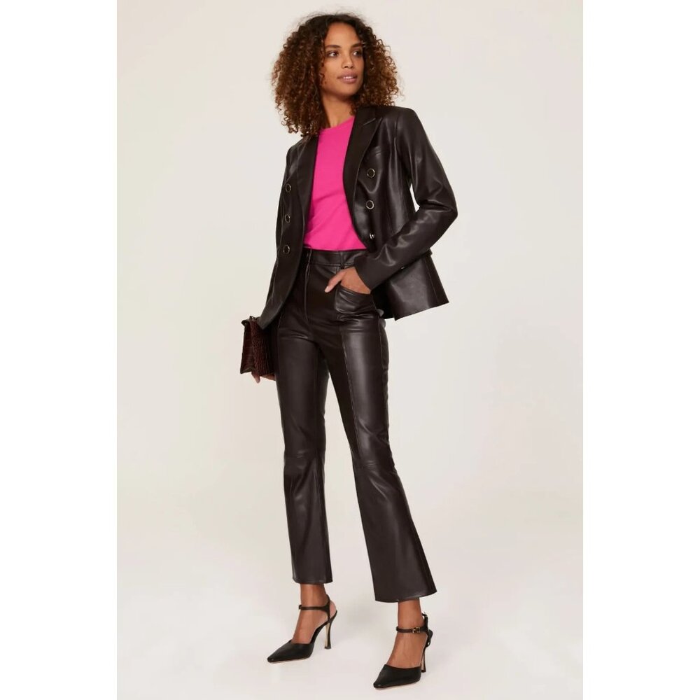 Milly Hellena Faux Leather Pants Size 29 Black $425 Retail Flaw See Photos